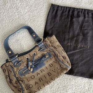 “BVLGARI Canvas Logo Shoulder Bag – Authentic, With Dust Bag”
